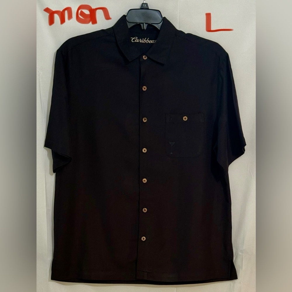 Caribbean Black Casual Button Down Shirt